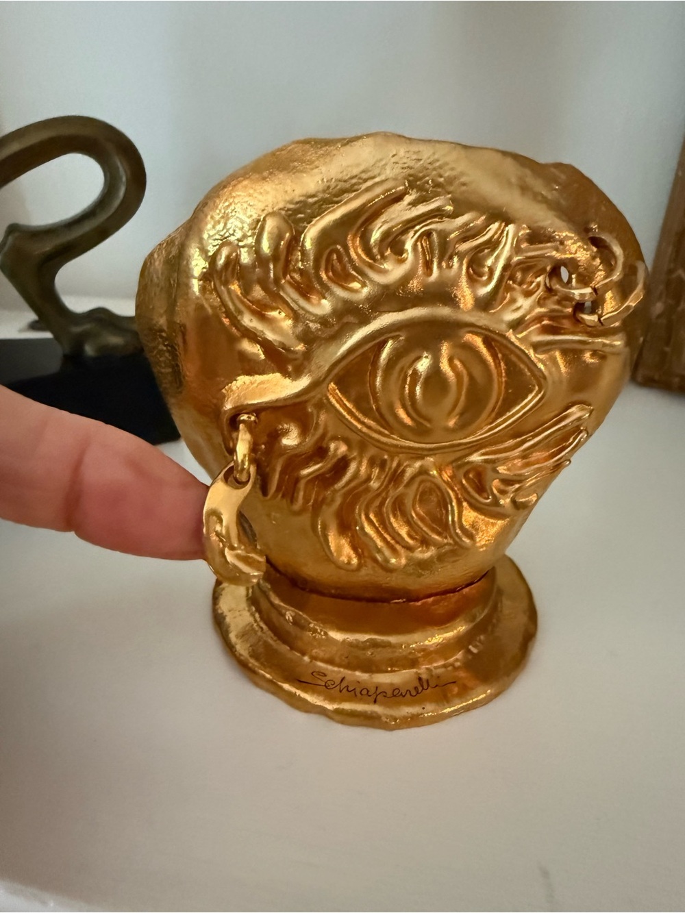 Schiaparelli Gold Eye Sculpture Decorative Accent candleholder